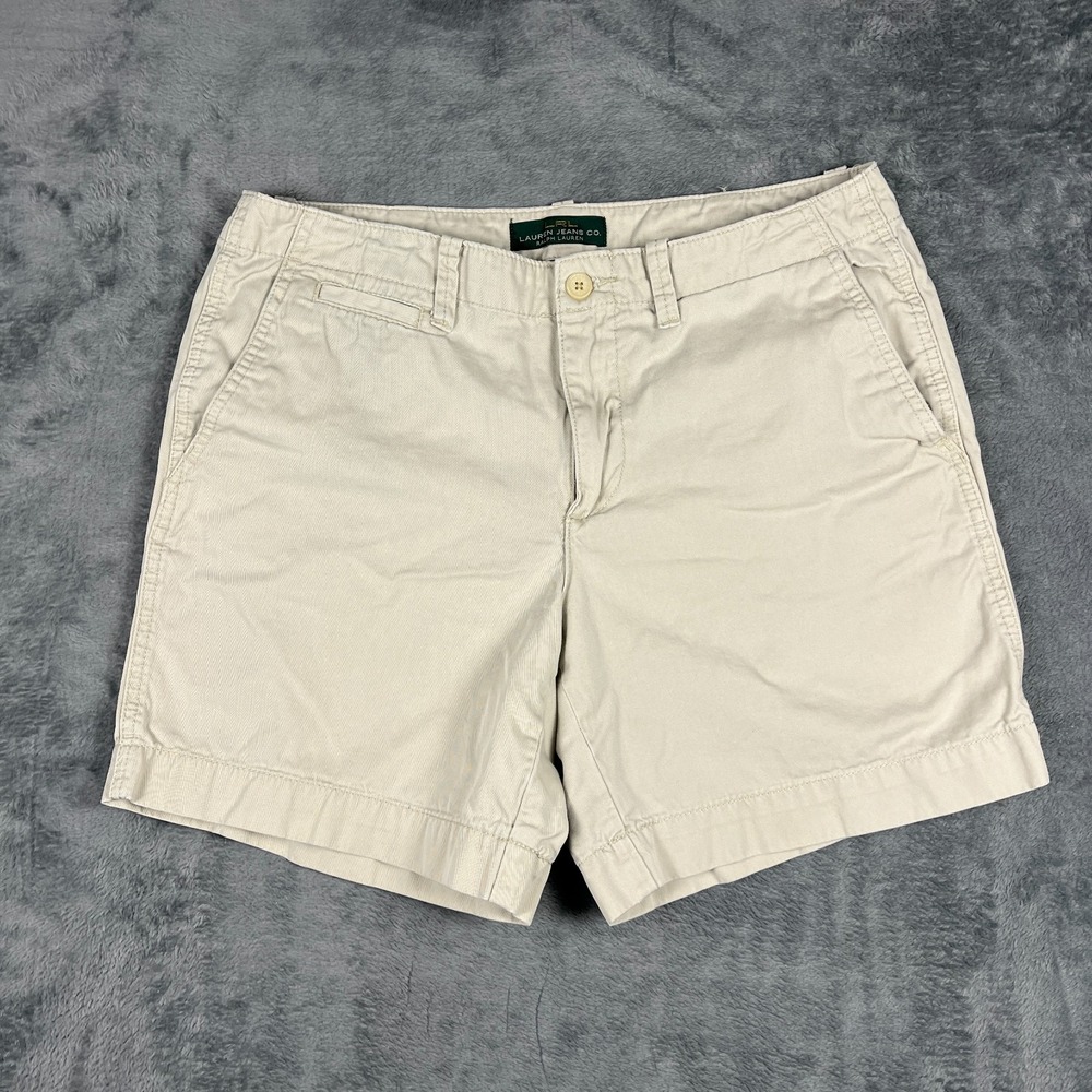 Lauren Ralph Lauren Chino Shorts Womens 12 Khaki Flat Front Golf Resort Tennis